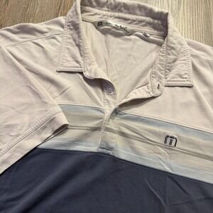 Travis Mathew Mens XL White/Navy Polo Shirt